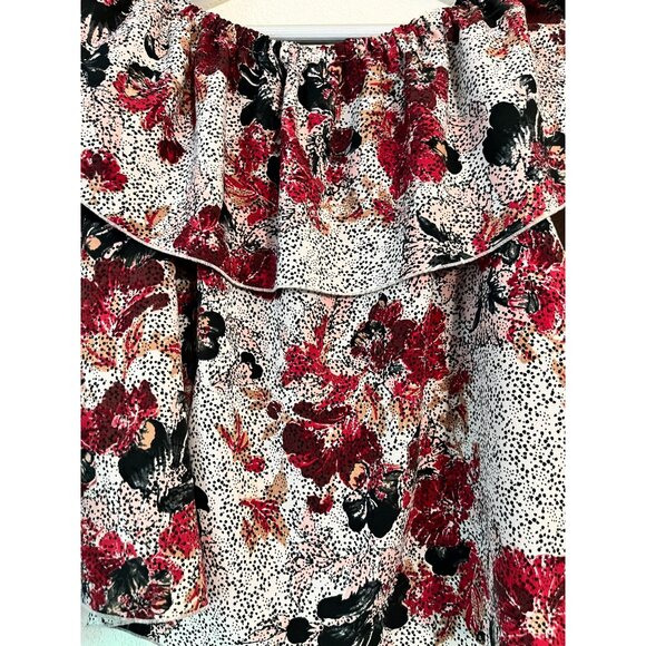 Aritzia Wilfred Womens Floral Long Sleeve Off-Shoulder Blouse Top XS Multicolor - Picture 2 of 10